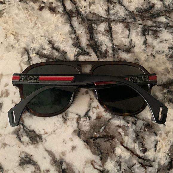 New GUCCI Havana Aviator Tortoise Sunglasses, Green & Red, Full Inclusion - Picture 4 of 16
